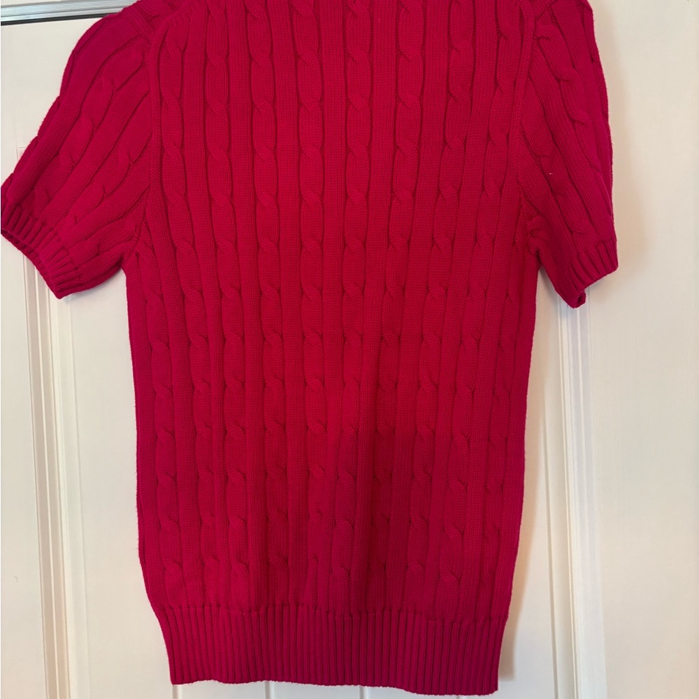 Ralph Lauren Polo Cable Knit Short-Sleeve Sweater – Hot Pink - Picture 4 of 4